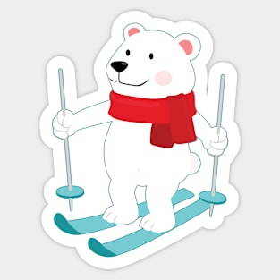 Lets Go Skiing with Mr Polar Bear this Merry Christmas Sticker